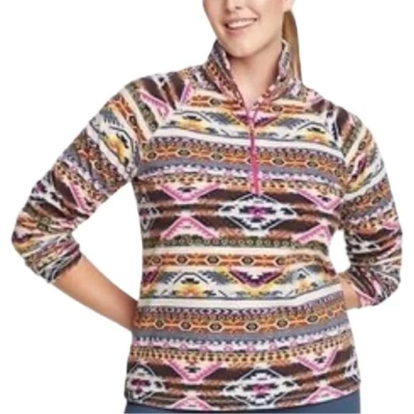 Eddie Bauer Tops - Eddie Bauer Women's Quest Fleece Aztec Southwestern 1/4 Zip LS